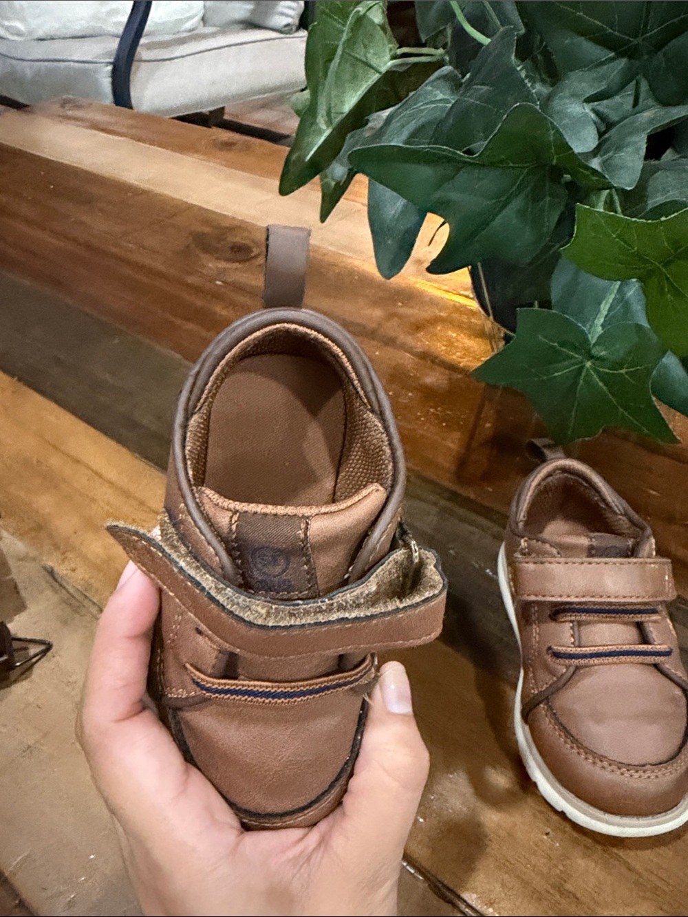 Stride Rite Brown Hook-and-Loop Toddler Shoes with White Outsole - Picture 3 of 5